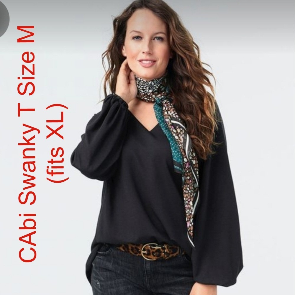 CABI Swanky Tee 3802 Classic Black Blouse fits like an XL